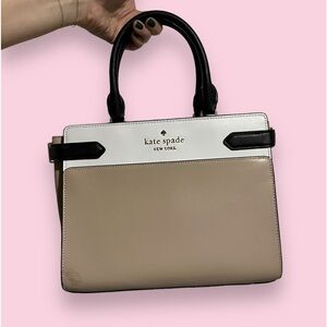 Kate Spade Staci Cameron Large Satchel Warm Beige Multi Colorblock